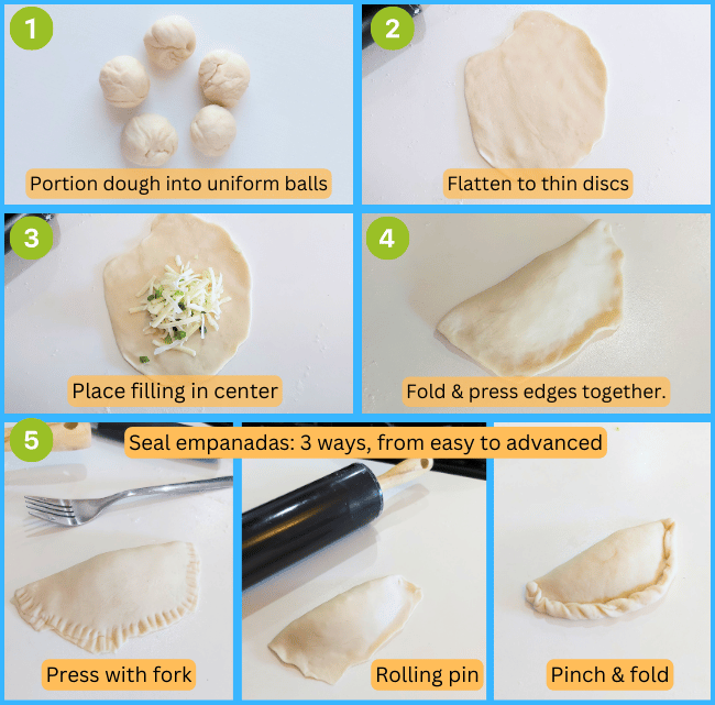 forming empanadas step by step